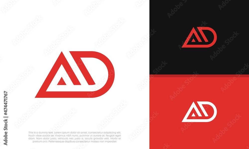 Initials AD logo design. Initial Letter Logo. Initials AD logo design. Initial Letter Logo.