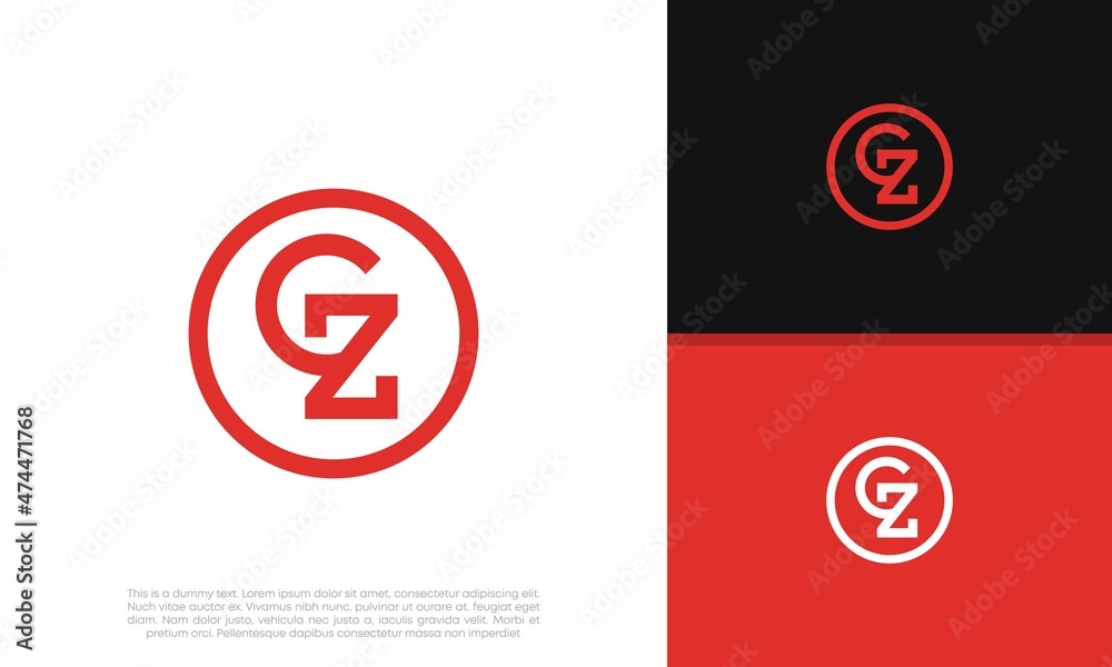 Fototapeta premium Initials GZ logo design. Initial Letter Logo.