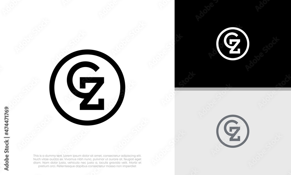 Initials GZ logo design. Initial Letter Logo. Initials GZ logo design. Initial Letter Logo.