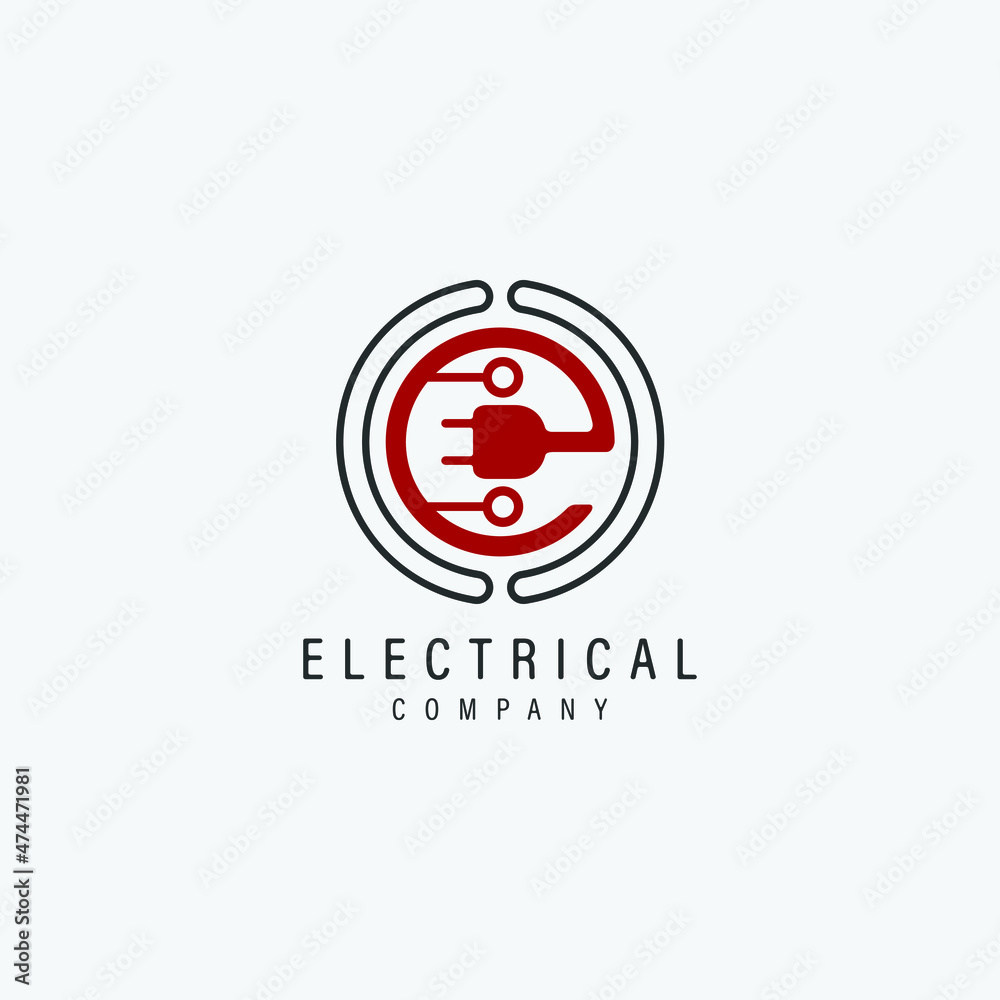 Electrical logo design company with plug.