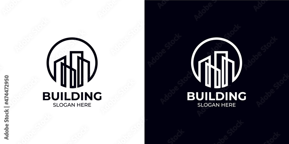 linear style minimalist building logo linear style minimalist building logo