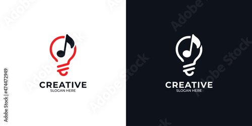 light bulb logo and music icon