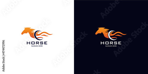 minimalistic abstract style horse logo