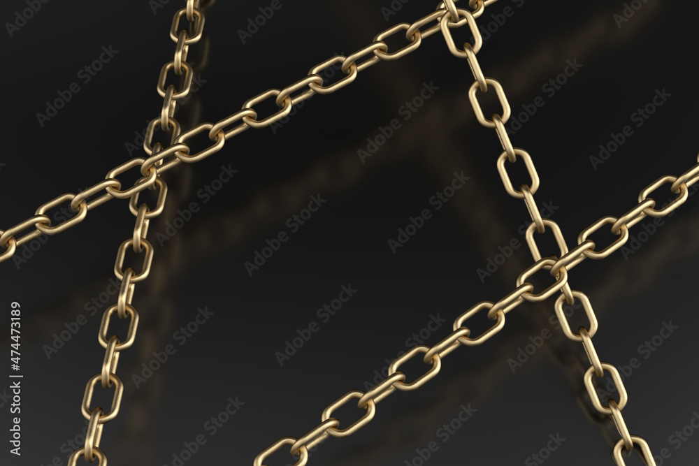 3d rendering industry metallic chain