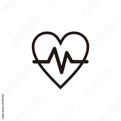 heartbeat pulse line icon, simple medical signage