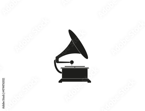 Gramophone, music icon. Vector illustration. Flat design. photo