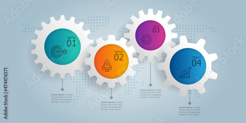 abstract horizontal cog gear wheel infographics