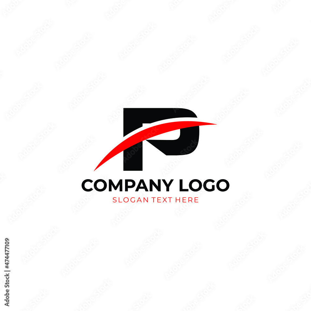 P letter swoosh logo with vector Free Design,  P logo vector, letter P  swoosh  logo vector, creative Letter P letter logo