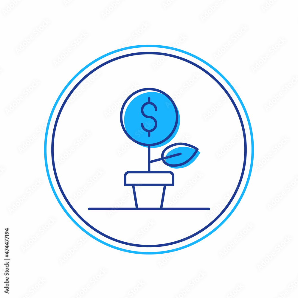 Filled outline Dollar plant icon isolated on white background. Business investment growth concept. Money savings and investment. Vector Filled outline Dollar plant icon isolated on white background. Business investment growth concept. Money savings and investment. Vector