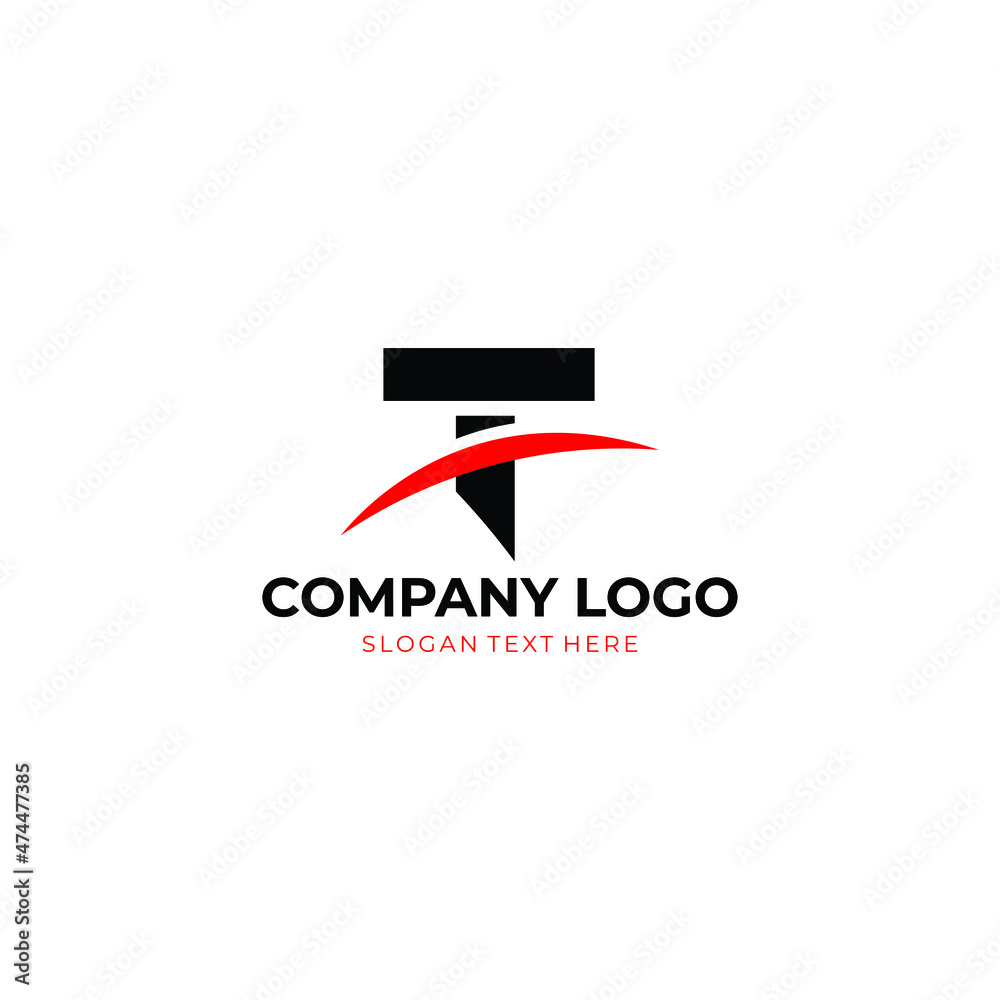 T letter swoosh logo with vector Free Design, T logo vector, letter T ...