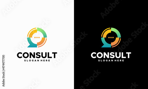 Modern Gradient Consulting agency logo template designs, Talk Chat logo symbol