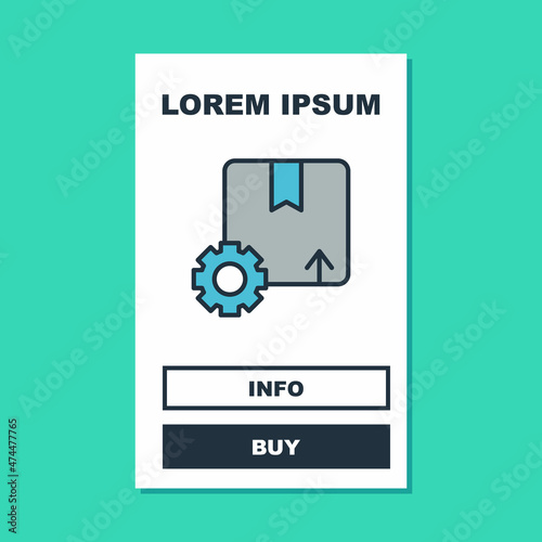 Wallpaper Mural Filled outline Gear wheel with package box icon isolated on turquoise background. Box, package, parcel sign. Delivery and packaging. Vector Torontodigital.ca