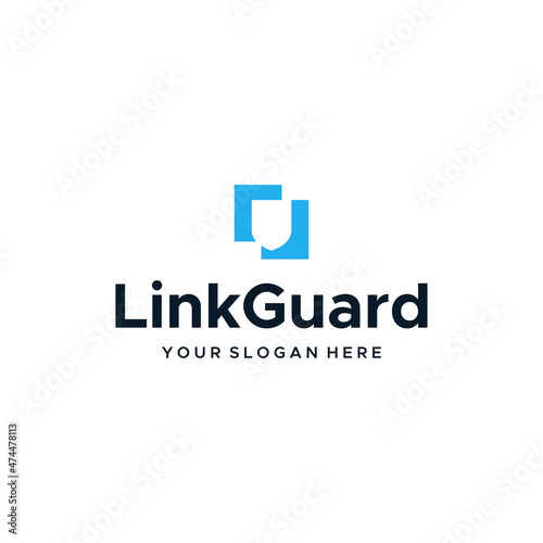 Minimalist LINK GUARD protection logo design