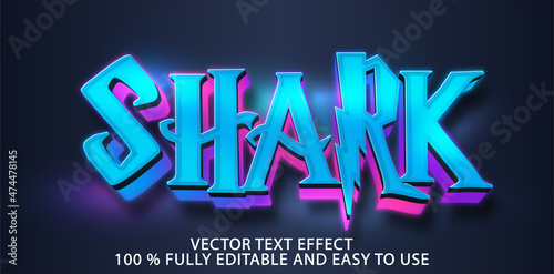 BLUE SHARK VECTOR TEXT EFFECT