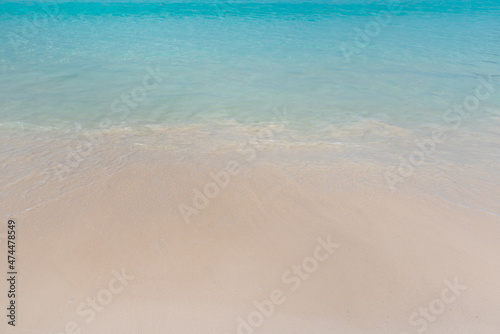 Background blue sea and sand at the beach © Kaojoke