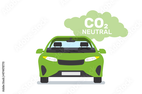 co2 neutral eco electric car zero emission modern technology  front view vector illustration