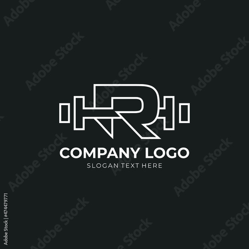 Letter R Logo With barbell. Fitness Gym logo. fitness vector logo design for gym and fitness