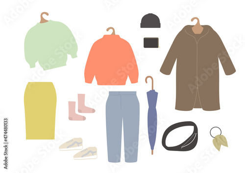 洋服セット2　冬物　洋服・ニット・靴下・靴・鞄・小物