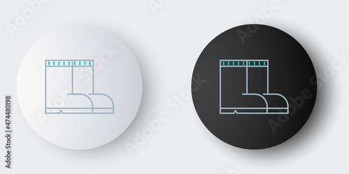 Line Fishing boots icon isolated on grey background. Waterproof rubber boot. Gumboots for rainy weather, fishing, hunter, gardening. Colorful outline concept. Vector