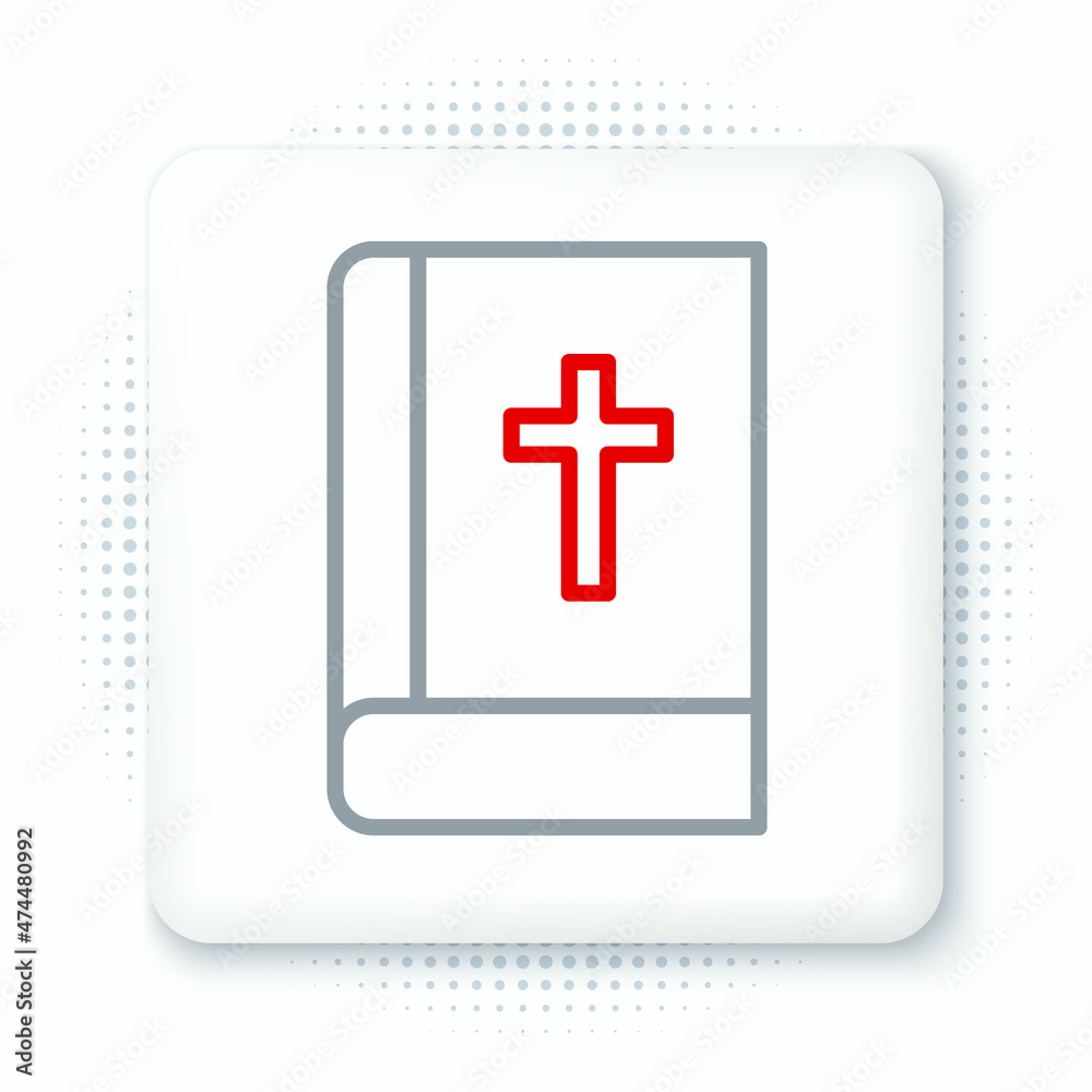 Line Holy bible book icon isolated on white background. Colorful outline concept. Vector Line Holy bible book icon isolated on white background. Colorful outline concept. Vector