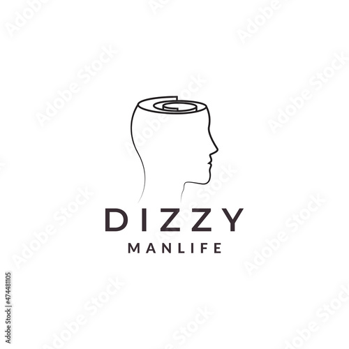 dizzy man head line logo symbol icon vector graphic design illustration idea creative