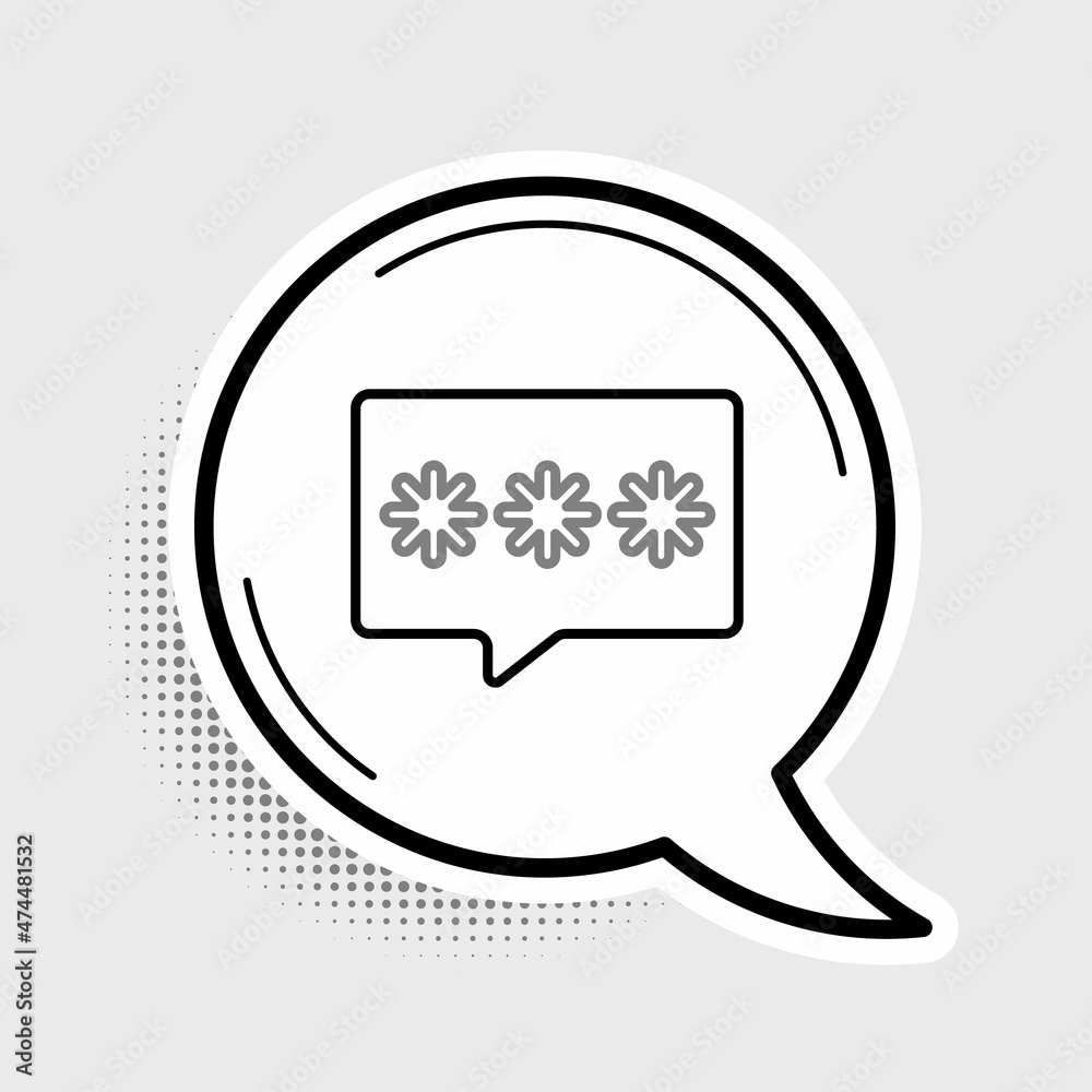 Fototapeta premium Line Password protection and safety access icon isolated on grey background. Security, safety, protection, privacy concept. Colorful outline concept. Vector