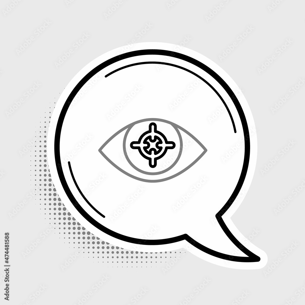 Line Eye scan icon isolated on grey background. Scanning eye. Security check symbol. Cyber eye sign. Colorful outline concept. Vector Line Eye scan icon isolated on grey background. Scanning eye. Security check symbol. Cyber eye sign. Colorful outline concept. Vector