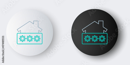 Line House with password notification icon isolated on grey background. The concept of the house turnkey. Colorful outline concept. Vector