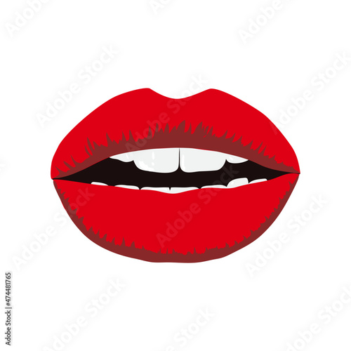 red lips isolated on white background