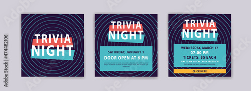 Trivia night. Vector poster and social media post template.