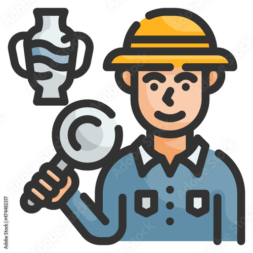 archaeologist line icon