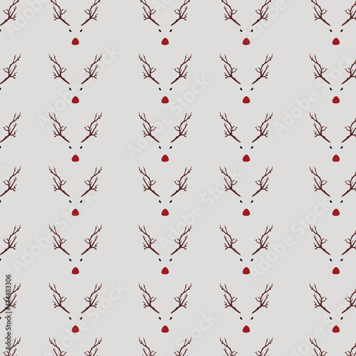 Christmas reindeer  seamless repeating pattern background. Trendy for fabric, texitle print, wallpaper, background, wrapping or invitation cards, packaging.