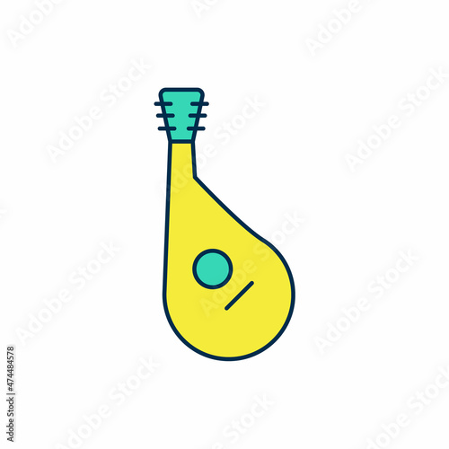 Filled outline Ukrainian traditional musical instrument bandura icon isolated on white background. Vector