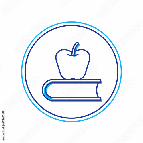 Filled outline Book with apple icon isolated on white background. Vector