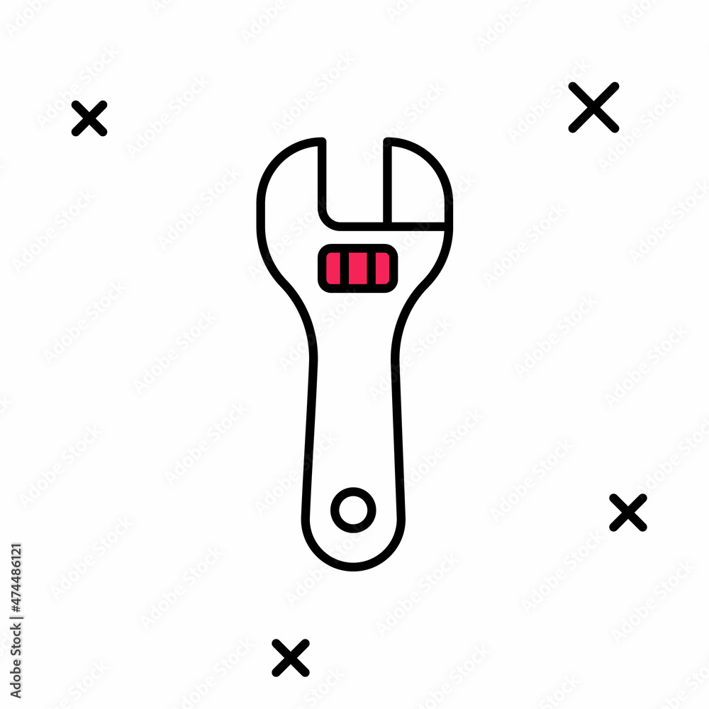 Filled outline Adjustable wrench icon isolated on white background. Vector Filled outline Adjustable wrench icon isolated on white background. Vector