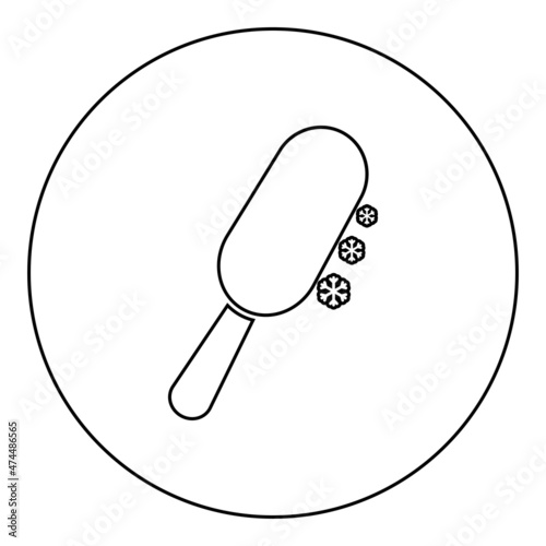 Chocolate ice on stick Eskimo confection icon in circle round black color vector illustration image outline contour line thin style