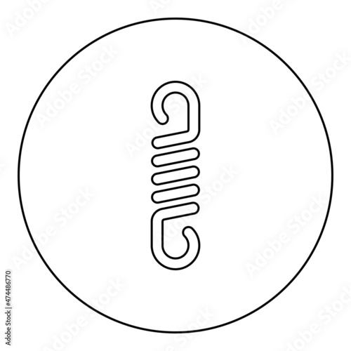 Spring metal coil spiral steel wire flexible icon in circle round black color vector illustration image outline contour line thin style