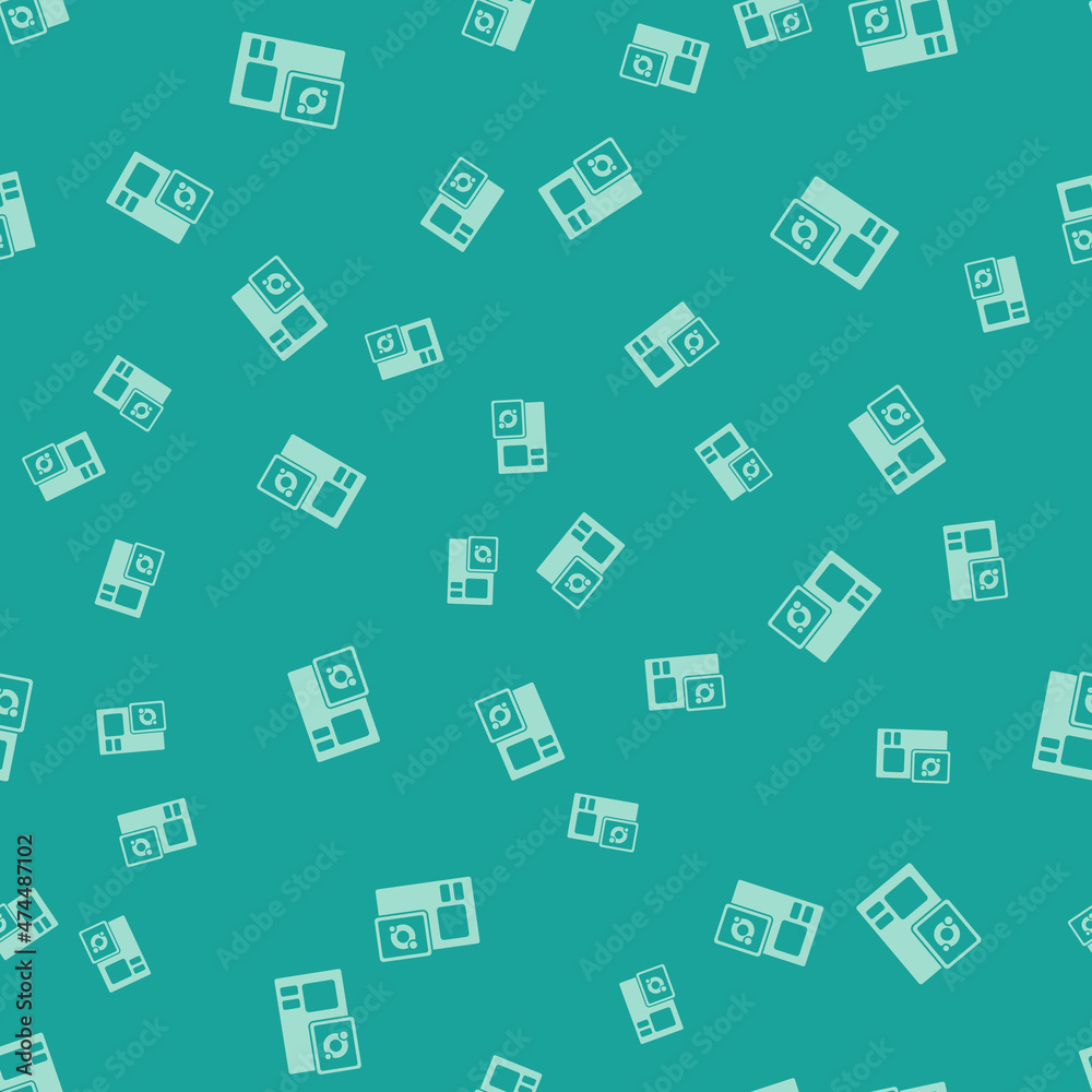 Green Action extreme camera icon isolated seamless pattern on green background. Video camera equipment for filming extreme sports. Vector Green Action extreme camera icon isolated seamless pattern on green background. Video camera equipment for filming extreme sports. Vector