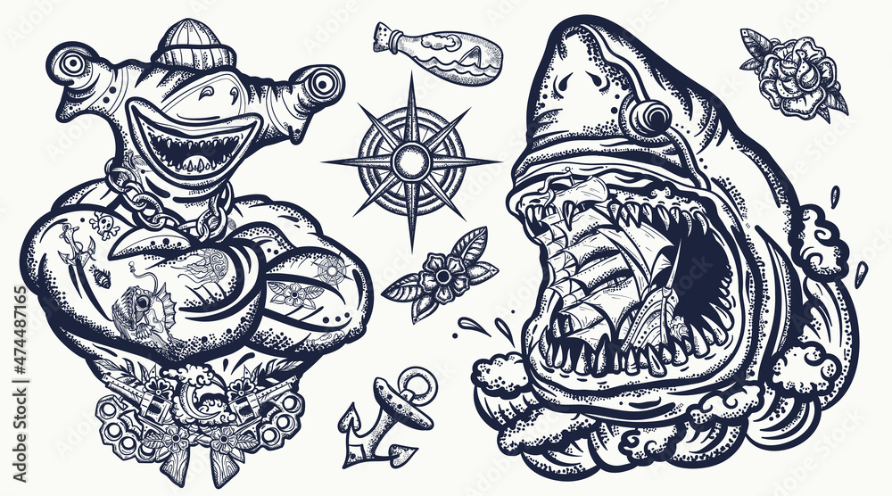 Great White Shark Drawings Tattoo