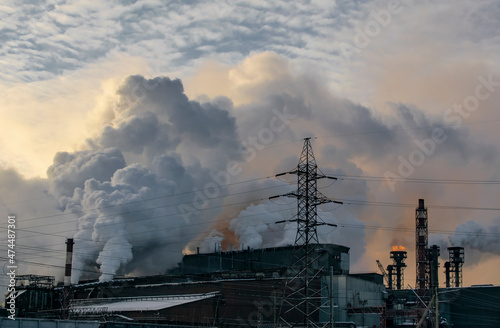 Industrial and structural steelmaking. Ecological concept.