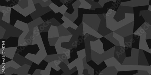 Fashionable geometric camouflage pattern. Stylish military print for fabric seamless background. Urban camo black texture. Vector textile graphics