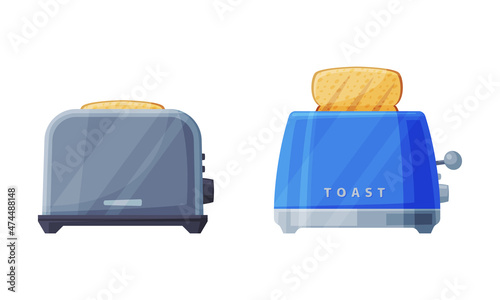 Toaster as Home or Household Electric Appliance Vector Set