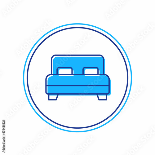 Filled outline Big bed for two or one person icon isolated on white background. Vector