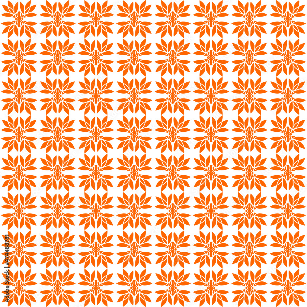 monochrome endless pattern of orange flowers, tropical leaves. template, print, cover.