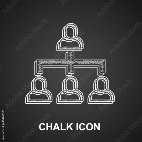 Chalk Business hierarchy organogram chart infographics icon isolated on black background. Corporate organizational structure graphic elements. Vector