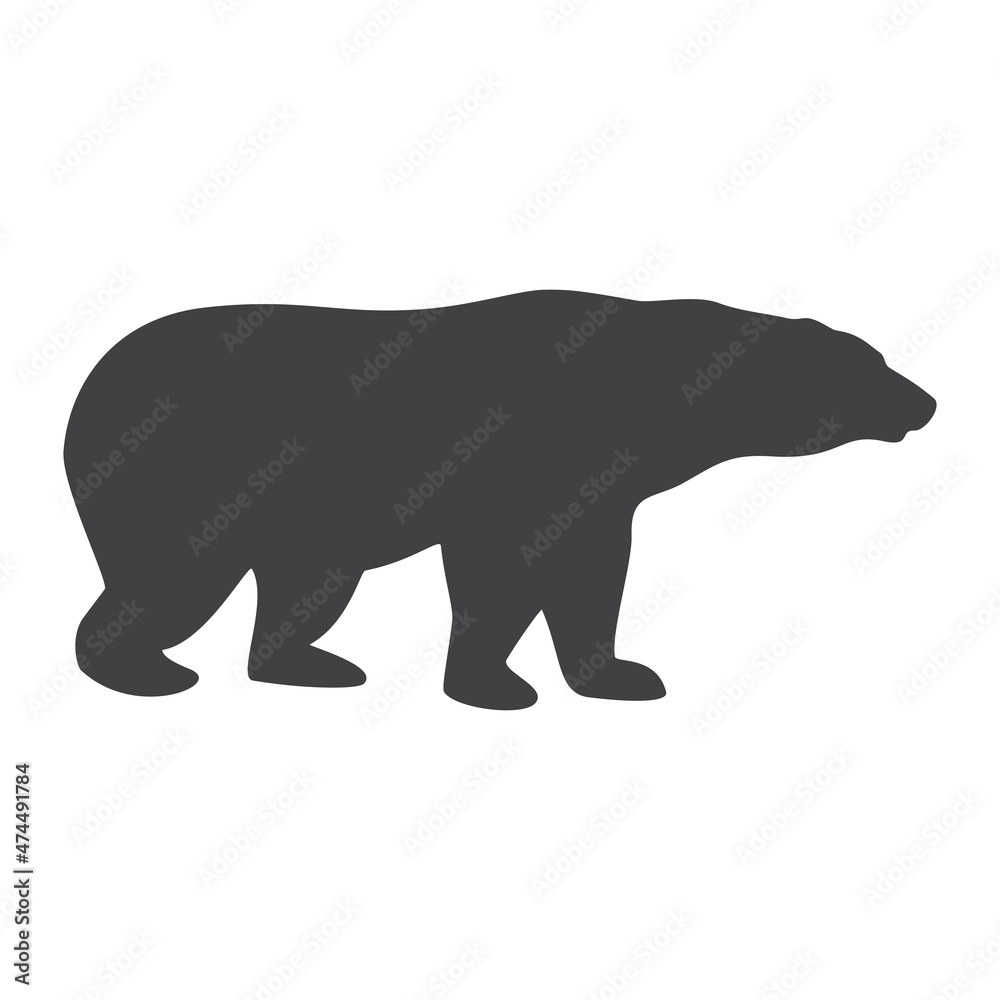 Fototapeta premium Silhouette of a polar bear, icon. Vector illustration.