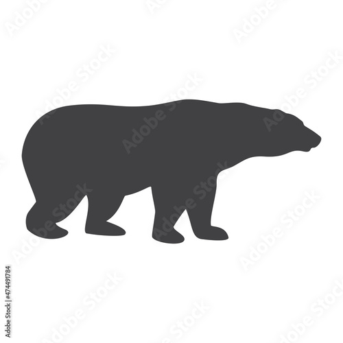 Silhouette of a polar bear, icon. Vector illustration.