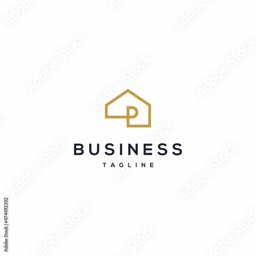 house initial p abstract logo unique line concept
