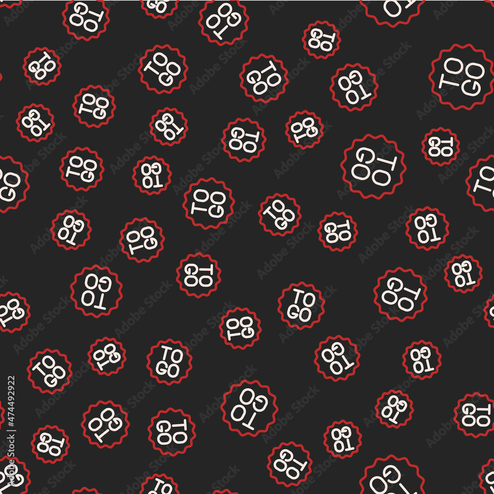 Line Coffee cup to go icon isolated seamless pattern on black background. Vector