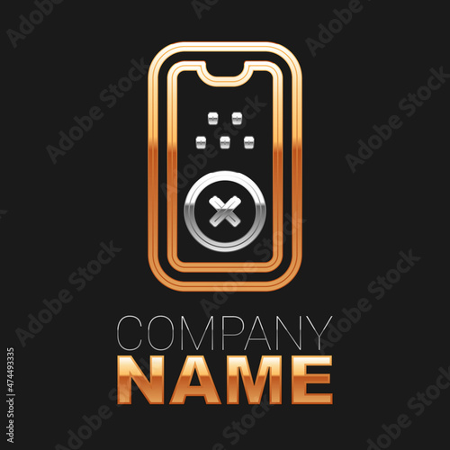 Line Taxi mobile app icon isolated on black background. Mobile application taxi. Colorful outline concept. Vector